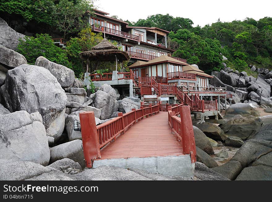 A beautiful resort on the rocks at the seaside ,Thailand