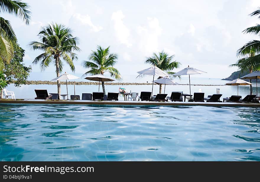 A beautiful swimming pool at the seaside. A beautiful swimming pool at the seaside