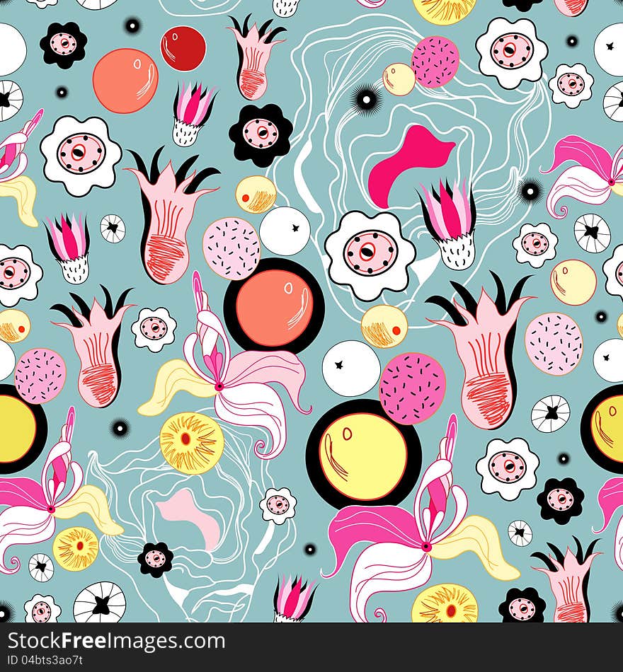 Floral background with fruit