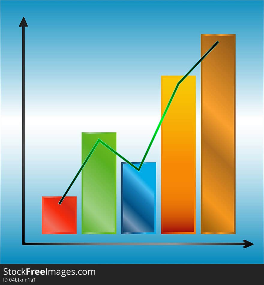 Multi-colored chart with lines on a bluish-white background