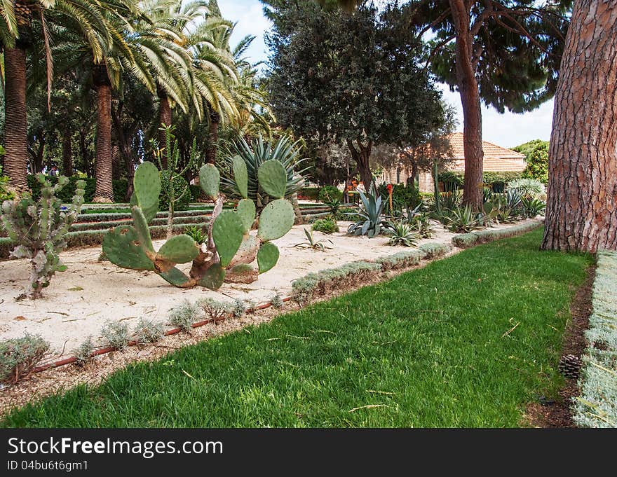 Fragment of famous Bahai gardens in Haifa, Israel