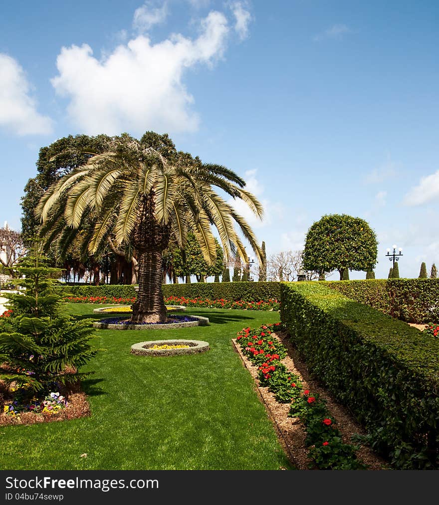 Fragment Of Famous Bahai Gardens In Haifa