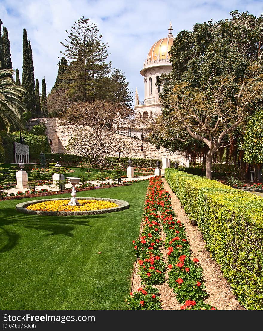 Bahai temple dome in haifa israel. Bahai temple dome in haifa israel