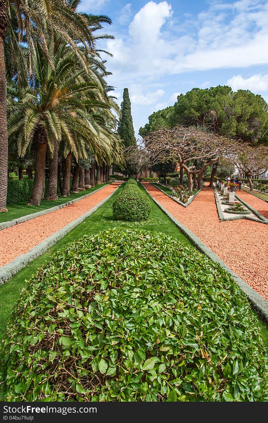 Fragment of famous Bahai gardens