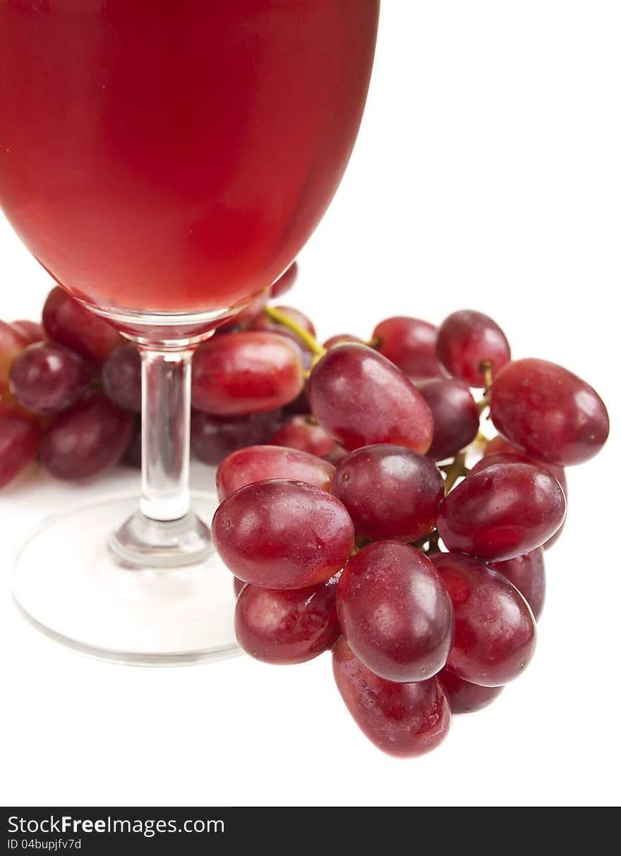 Glass of Red Grape Juice on a white background