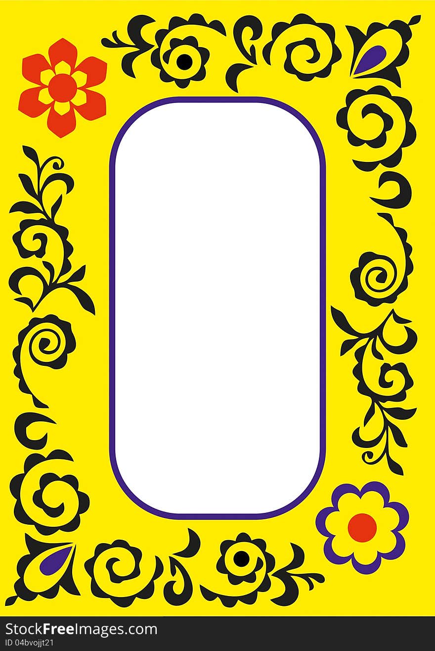 Yellow colored floral photo frame. Yellow colored floral photo frame