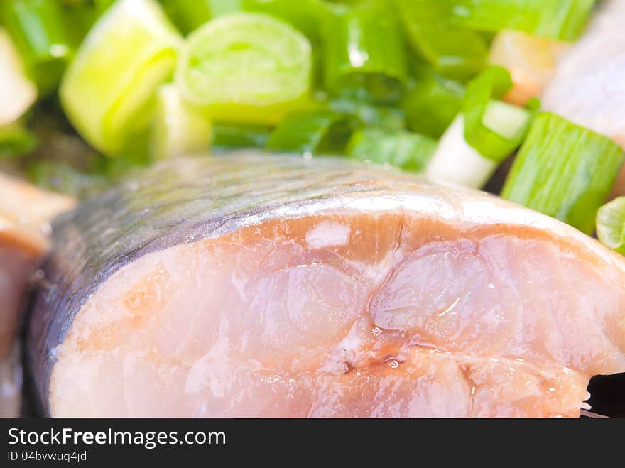 Tender fish in butter with spring onions