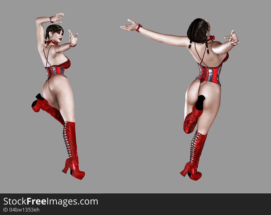 Digital girl is dancing with red hot outfit. Digital girl is dancing with red hot outfit