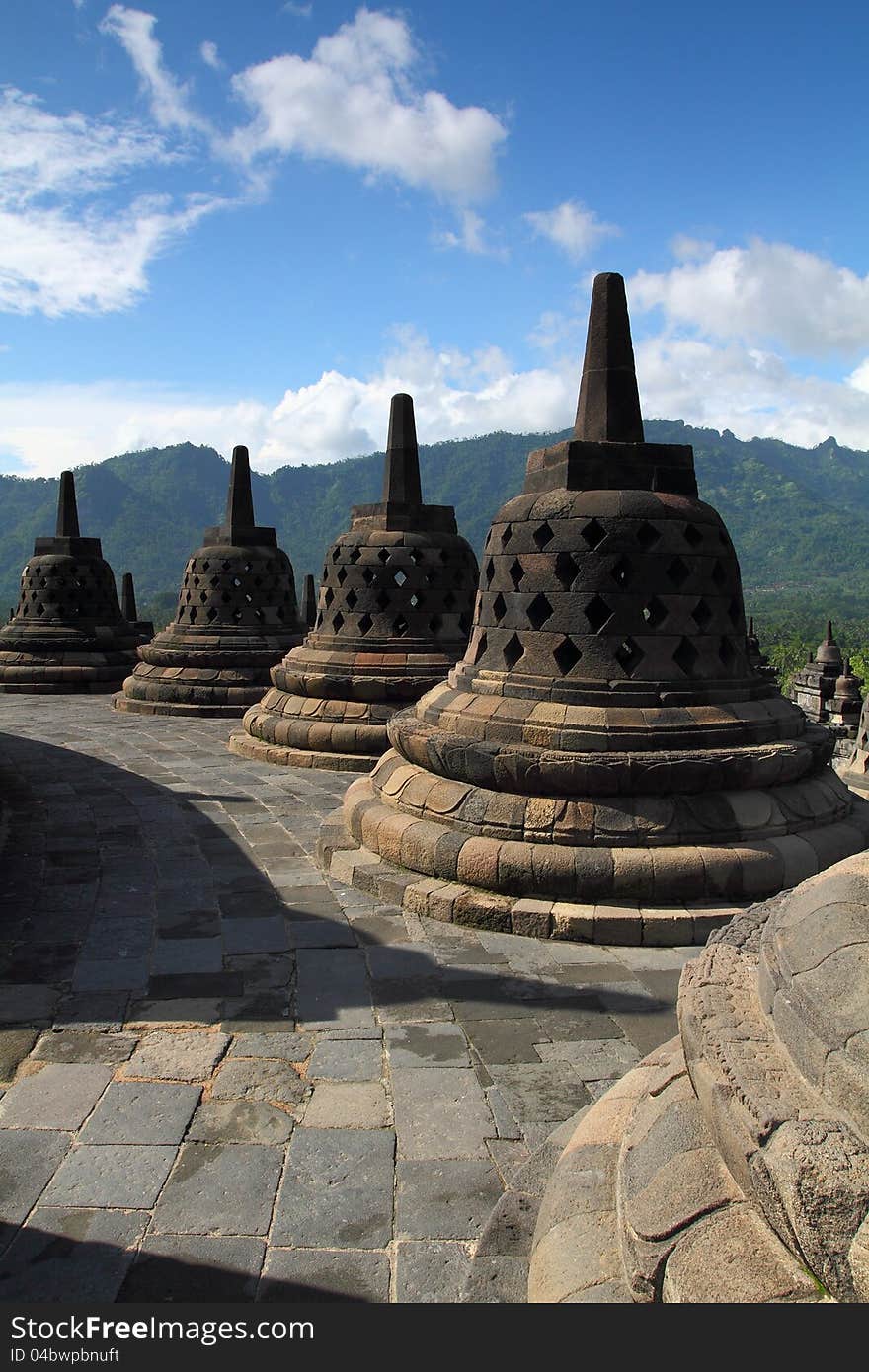 A Group of Stupa on Borobudur Temple