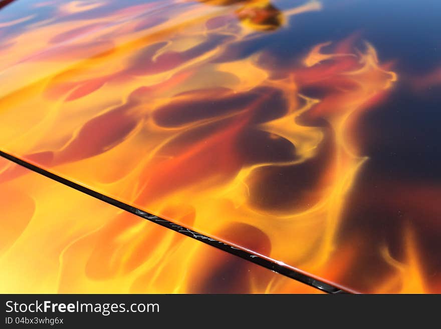 Flame on Hood of car