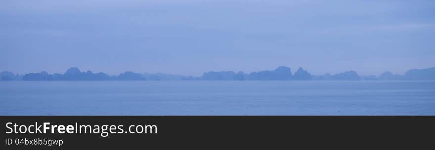 Panorama of Island and Sea in Halong Bay, Vietnam