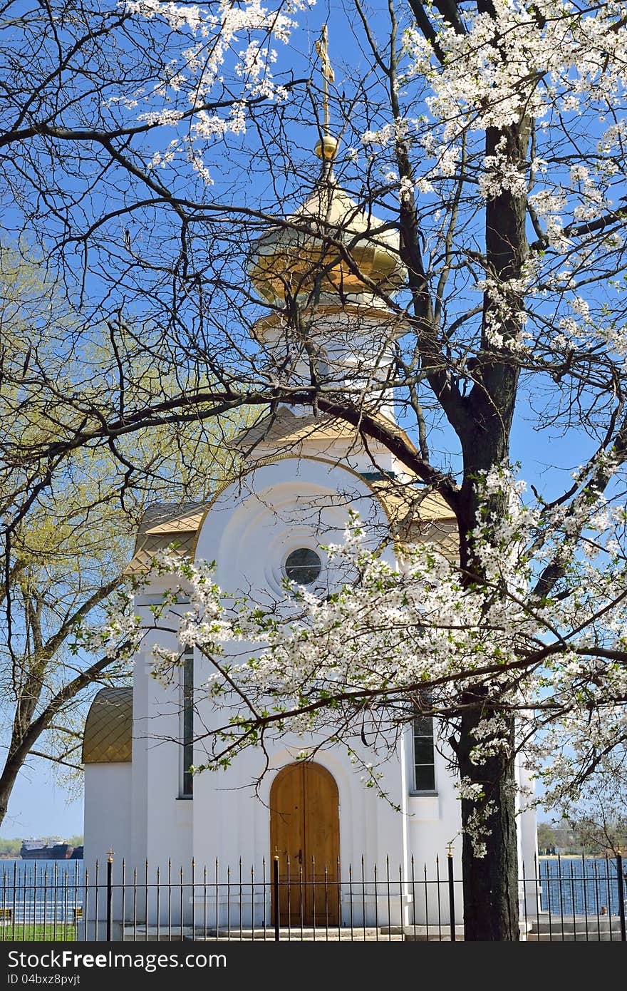 A chapel at a riverbank