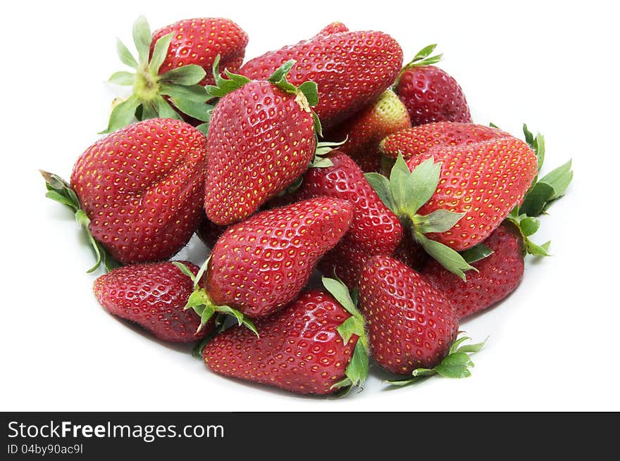 Big and juicy strawberries on a white background. Big and juicy strawberries on a white background