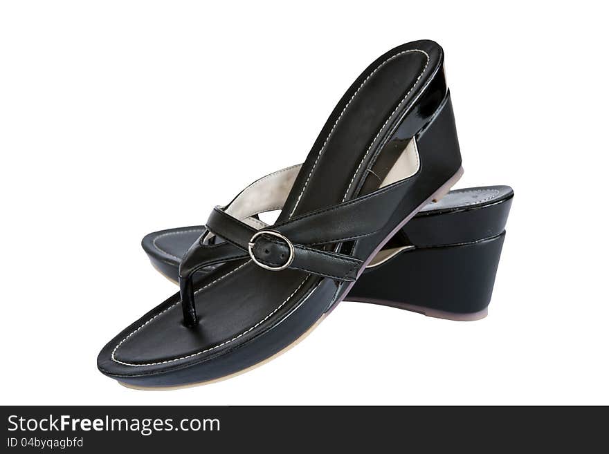 Pair of black high heel female shoes