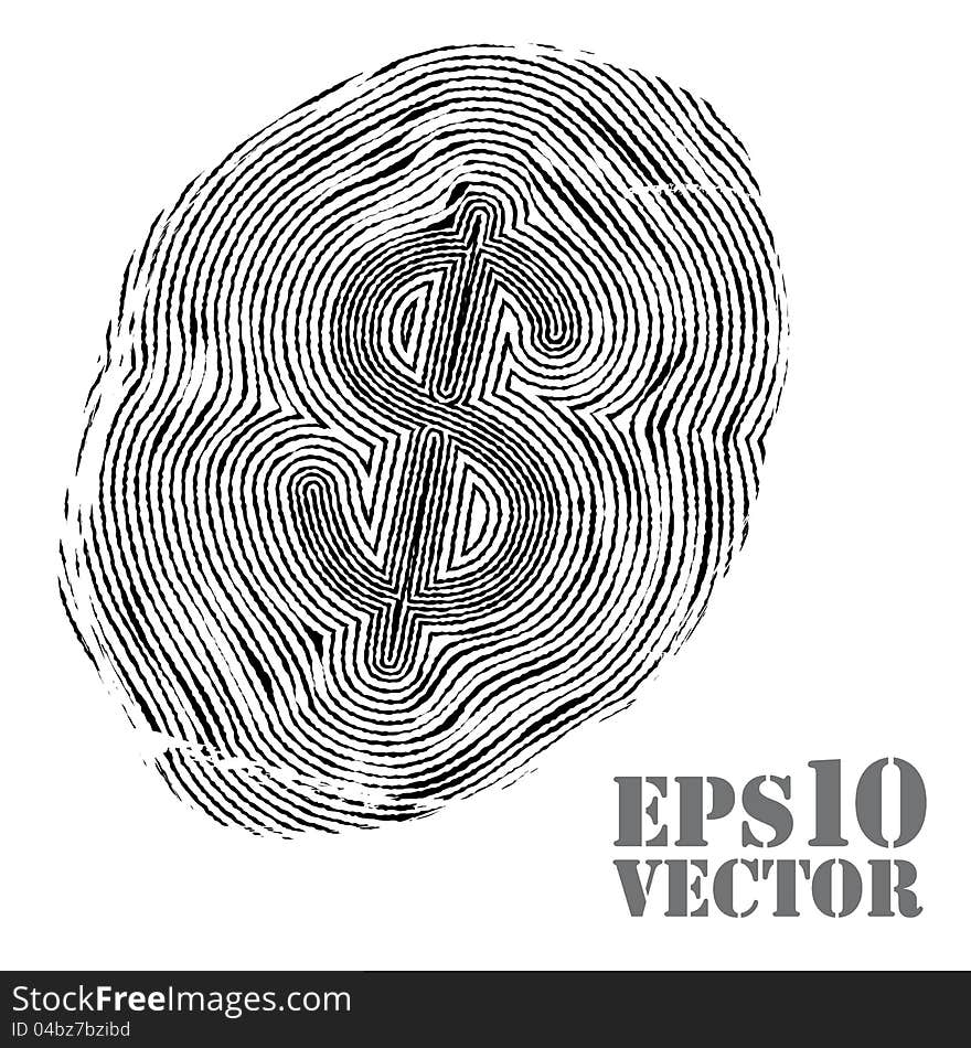 Fingerprint with dollar sign.