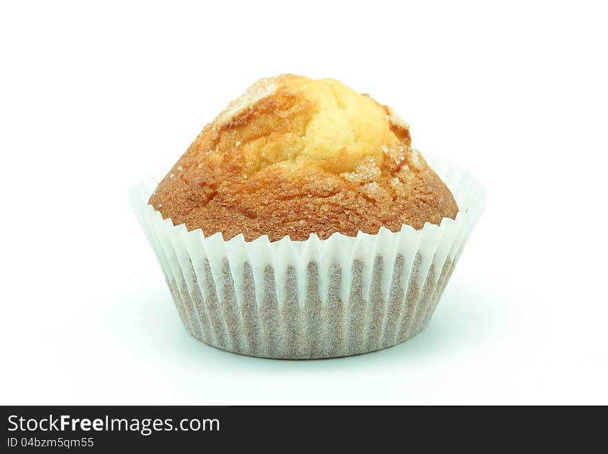 Delicious cupcake on white background