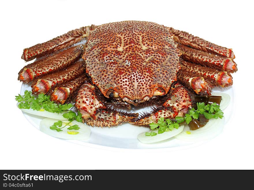 Boiled tasty crab  on a plate