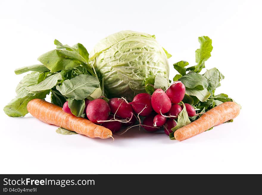 Carrots, cabbage and radish. Carrots, cabbage and radish