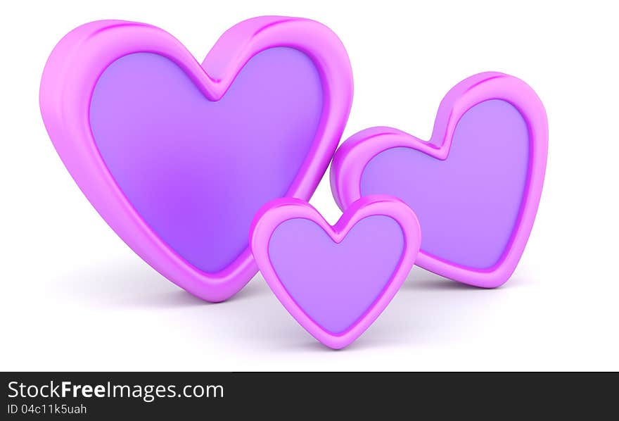 Three pink hearts