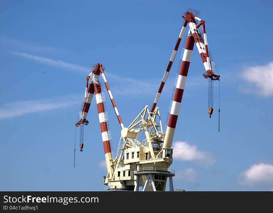 Detail of crane in a port. Detail of crane in a port