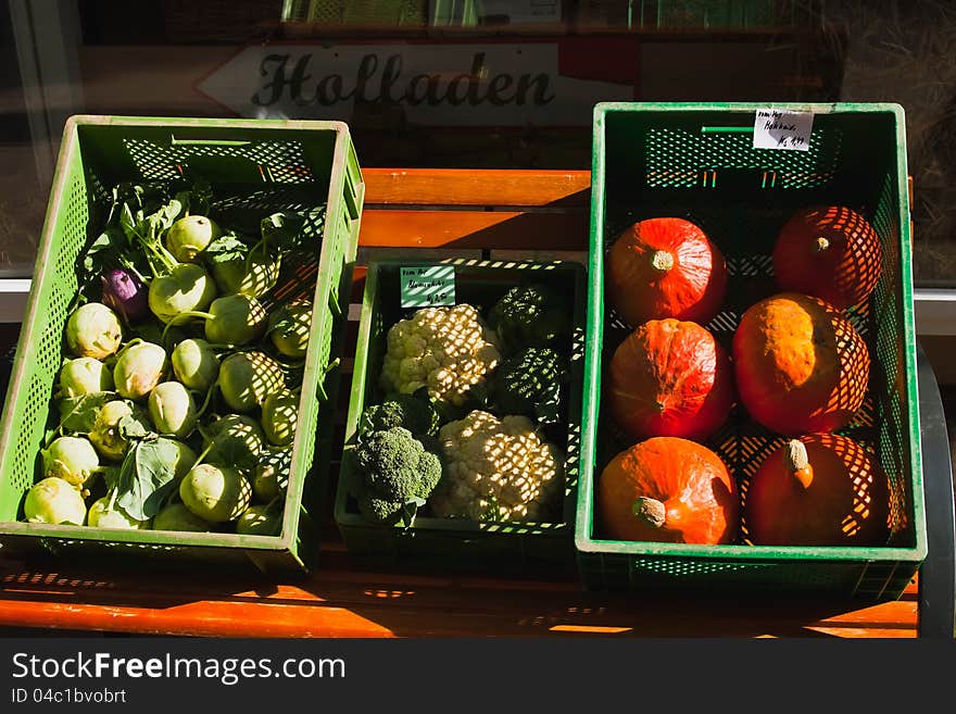 Display in front of a vegetable shop