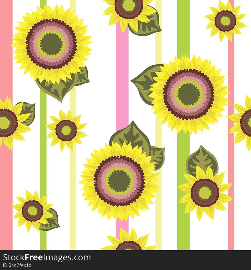 Seamless vector shiny background with sunflowers. Seamless vector shiny background with sunflowers