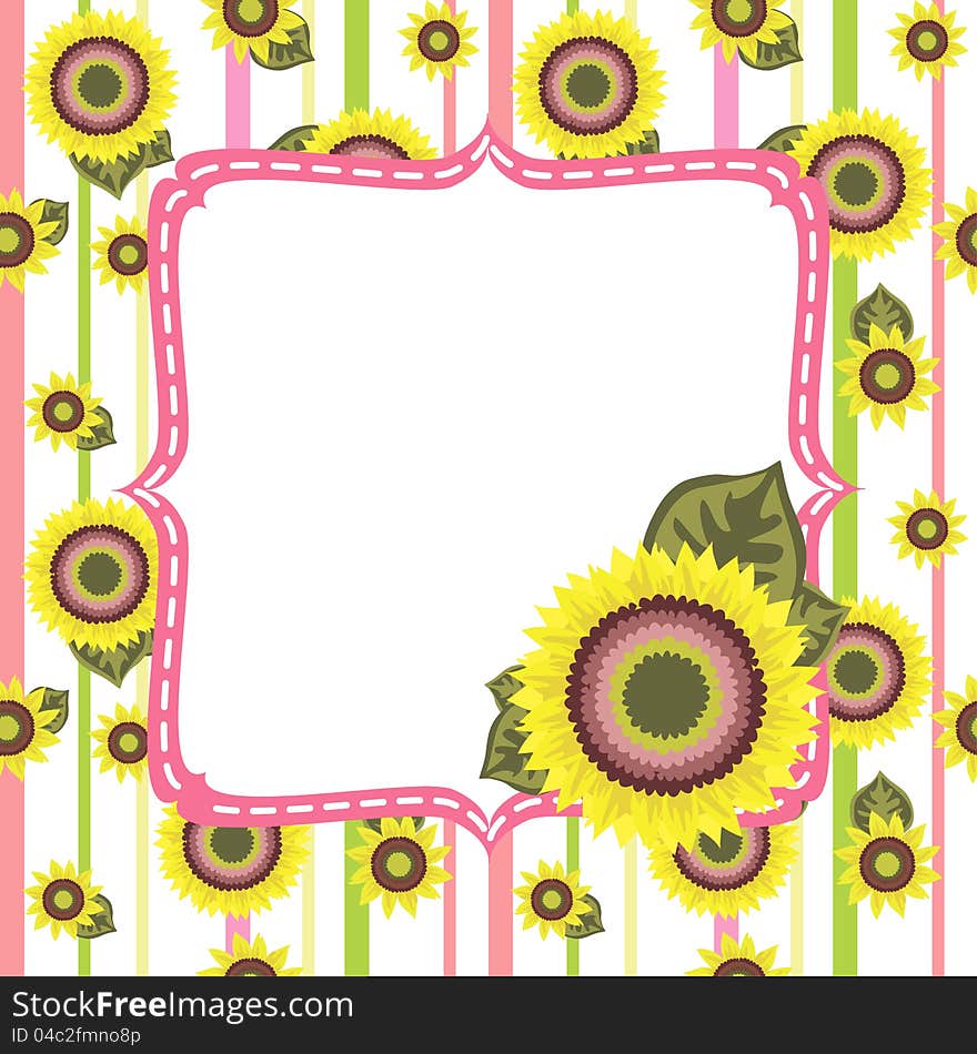 Vector shiny background with sunflowers and place for text. Vector shiny background with sunflowers and place for text