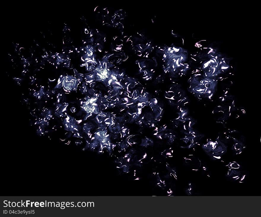 Bright white splashes of molten metal on a black background. Bright white splashes of molten metal on a black background