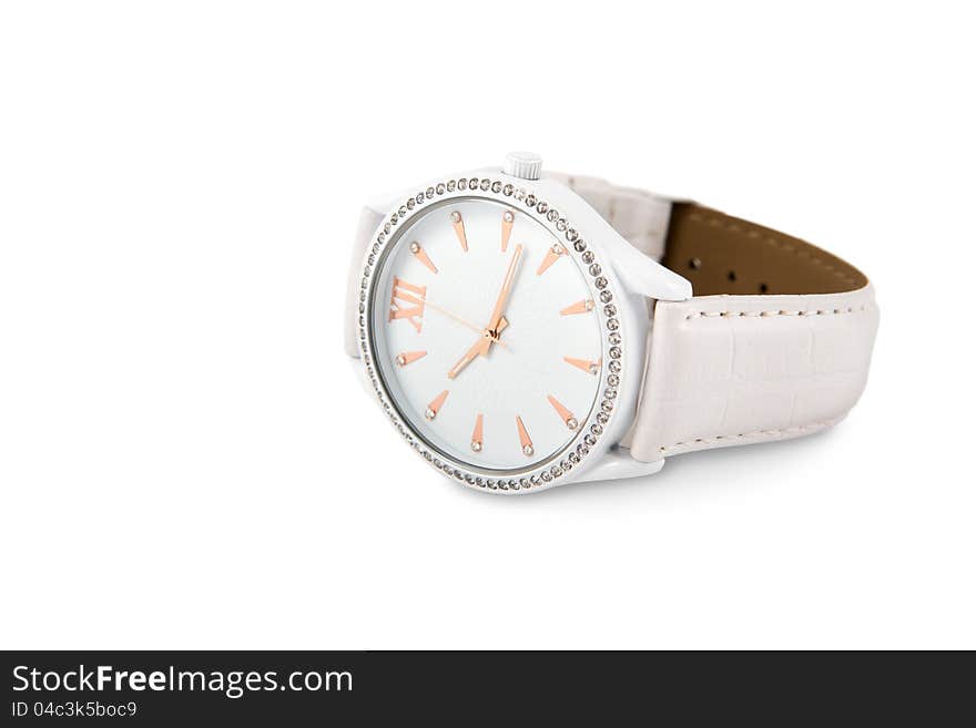 Women's watches with crystals isolated on a white background. Women's watches with crystals isolated on a white background.