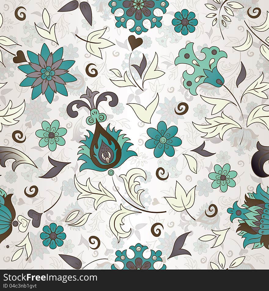 Seamless pattern of colored retro flowers. EPS 10 vector illustration. Seamless pattern of colored retro flowers. EPS 10 vector illustration