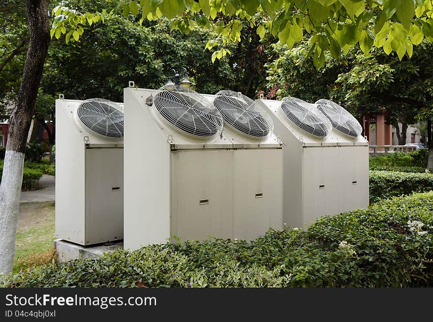 Air compressors under the trees