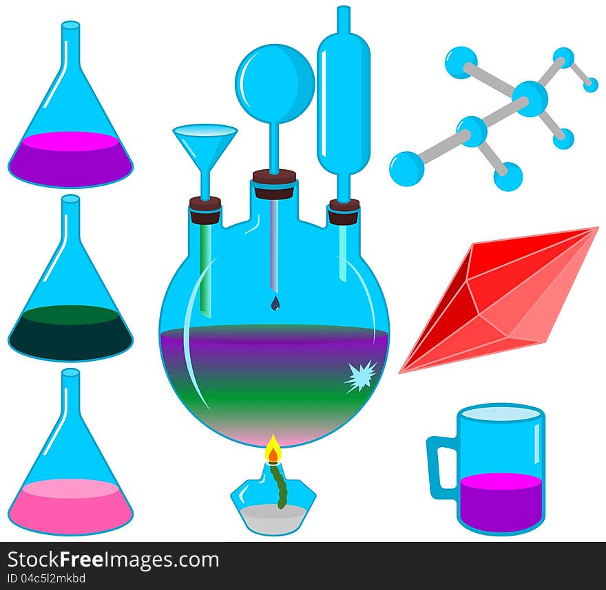 Chemical set. Molecule structure. Equipment. EPS 10 vector.