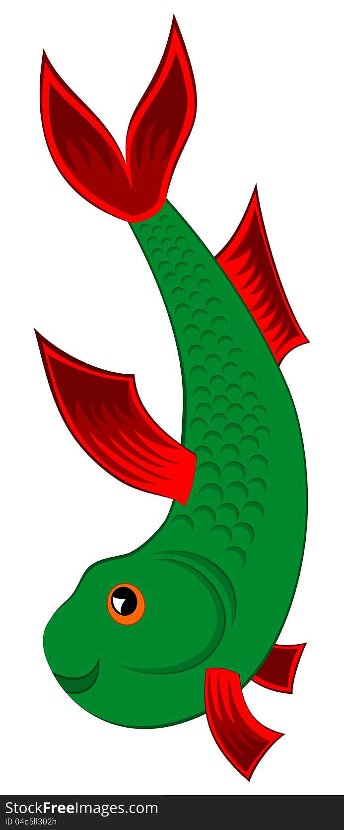 Icon green fish. EPS 8 vector.