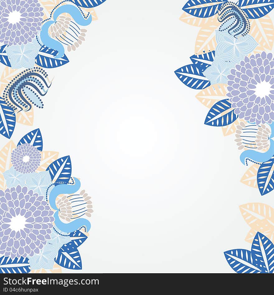 Blue  background with flowers. Blue  background with flowers