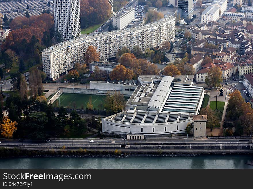 Top View And Stadium Of Grenoble City