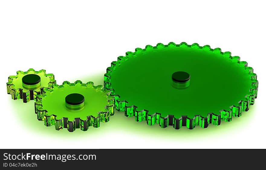 Green cogwheels as a symbol of ecological industry