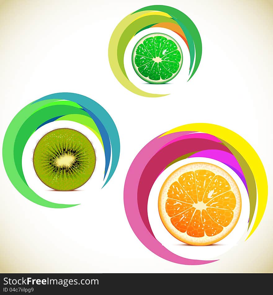 Vector Illustration - Set Of Fruits Icons