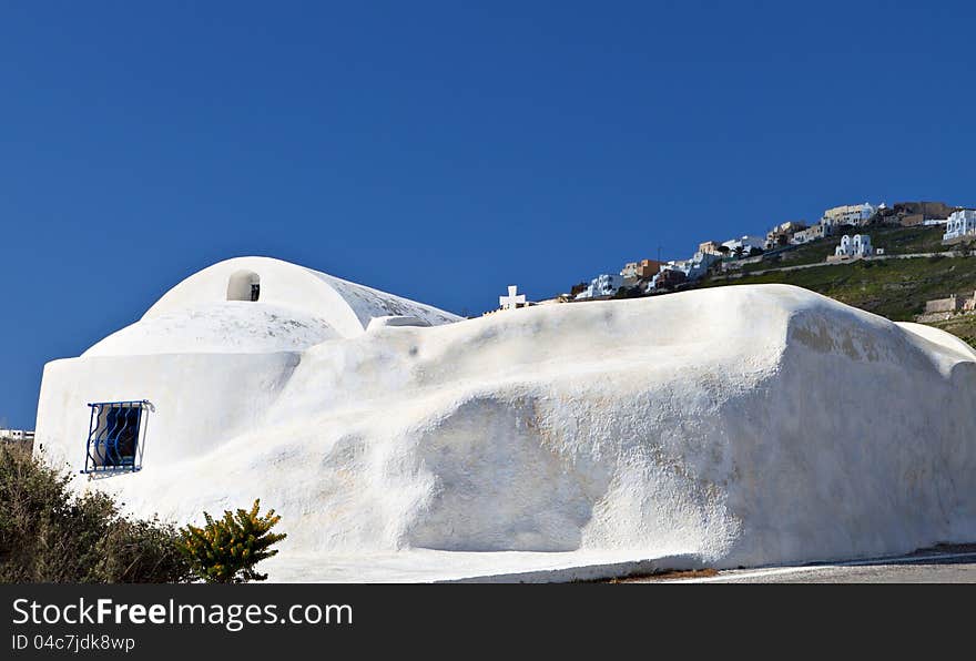 Traditional cavernous church at Santorini island in Greece. Traditional cavernous church at Santorini island in Greece