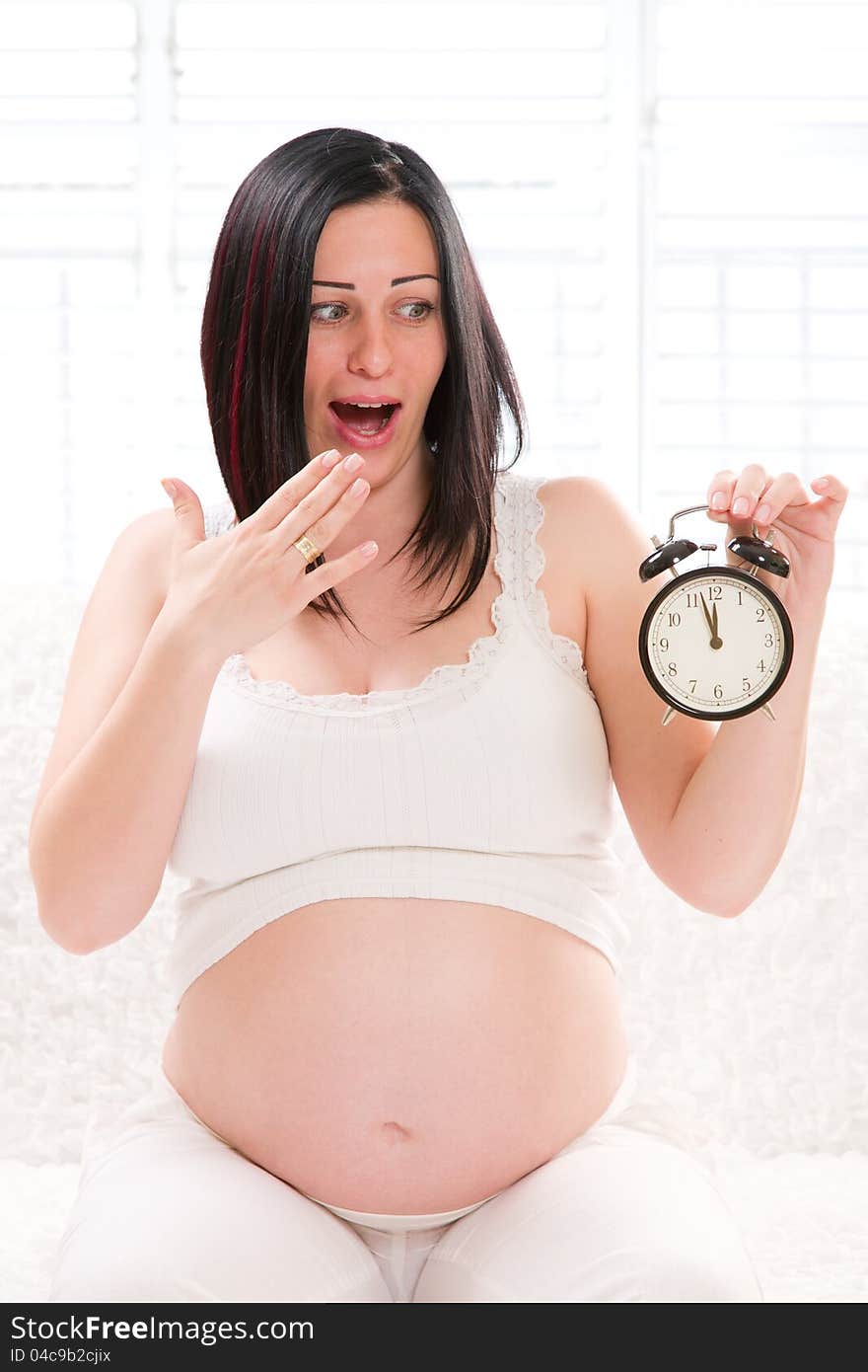 Frightened pregnant woman