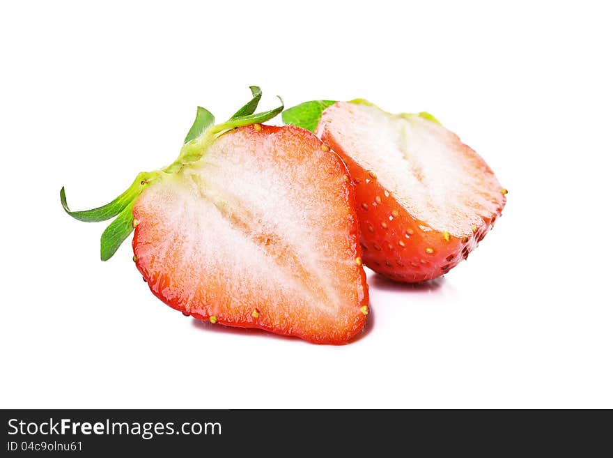 Sliced strawberrys in white background. Sliced strawberrys in white background.