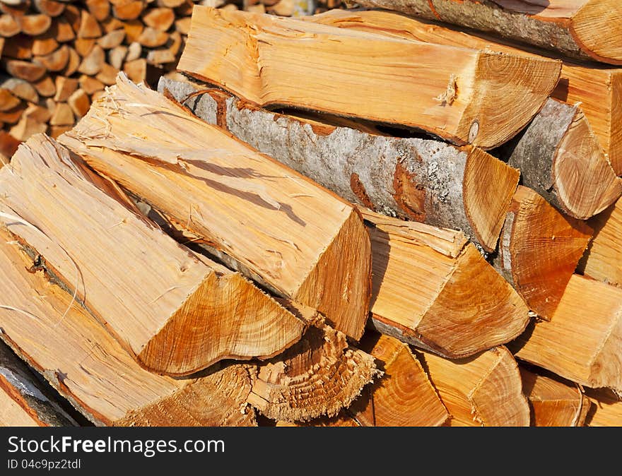 Firewood in a sunny day