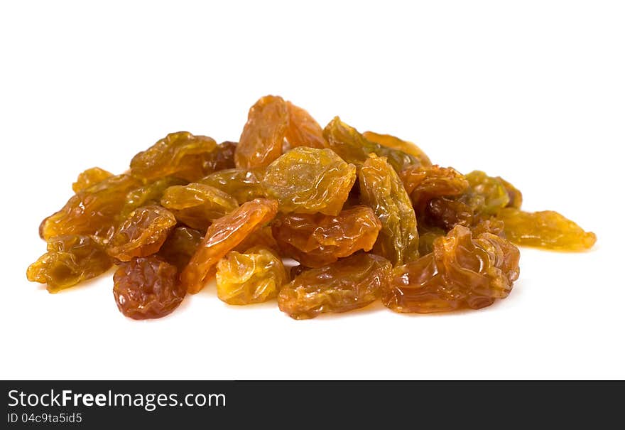 Raisins isolated on white background close-up. Raisins isolated on white background close-up