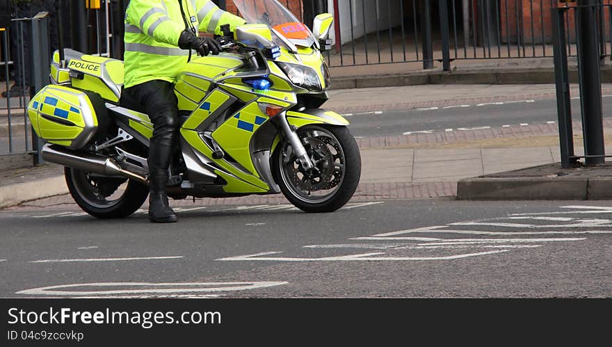 A Powerful and Modern Police Motorcycle on Patrol. A Powerful and Modern Police Motorcycle on Patrol.