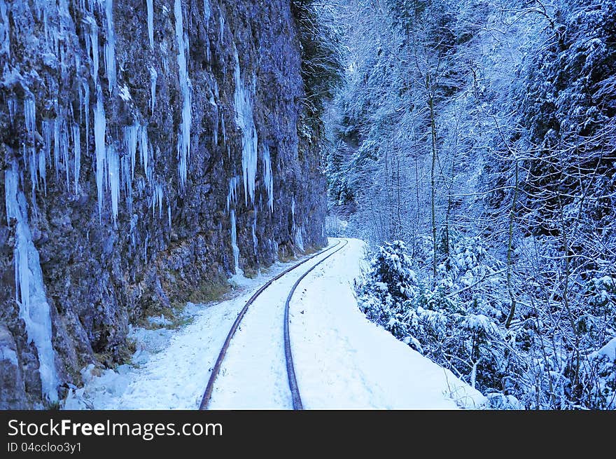 Narrow gauge railway. Guama gorge. Caucasus. Russia. Narrow gauge railway. Guama gorge. Caucasus. Russia.