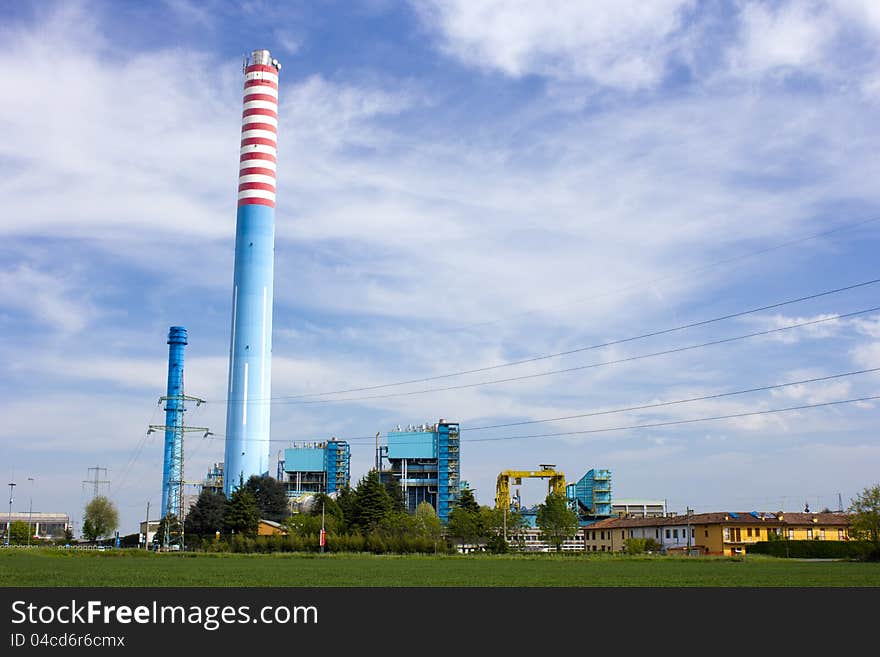 The thermoelectric power plant at Cassano d'Adda (MI), Italy. The thermoelectric power plant at Cassano d'Adda (MI), Italy