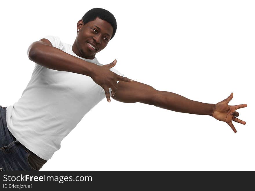 Image of smiling young man on white. Image of smiling young man on white