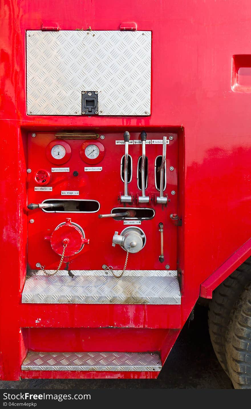 Fire truck close up equipment