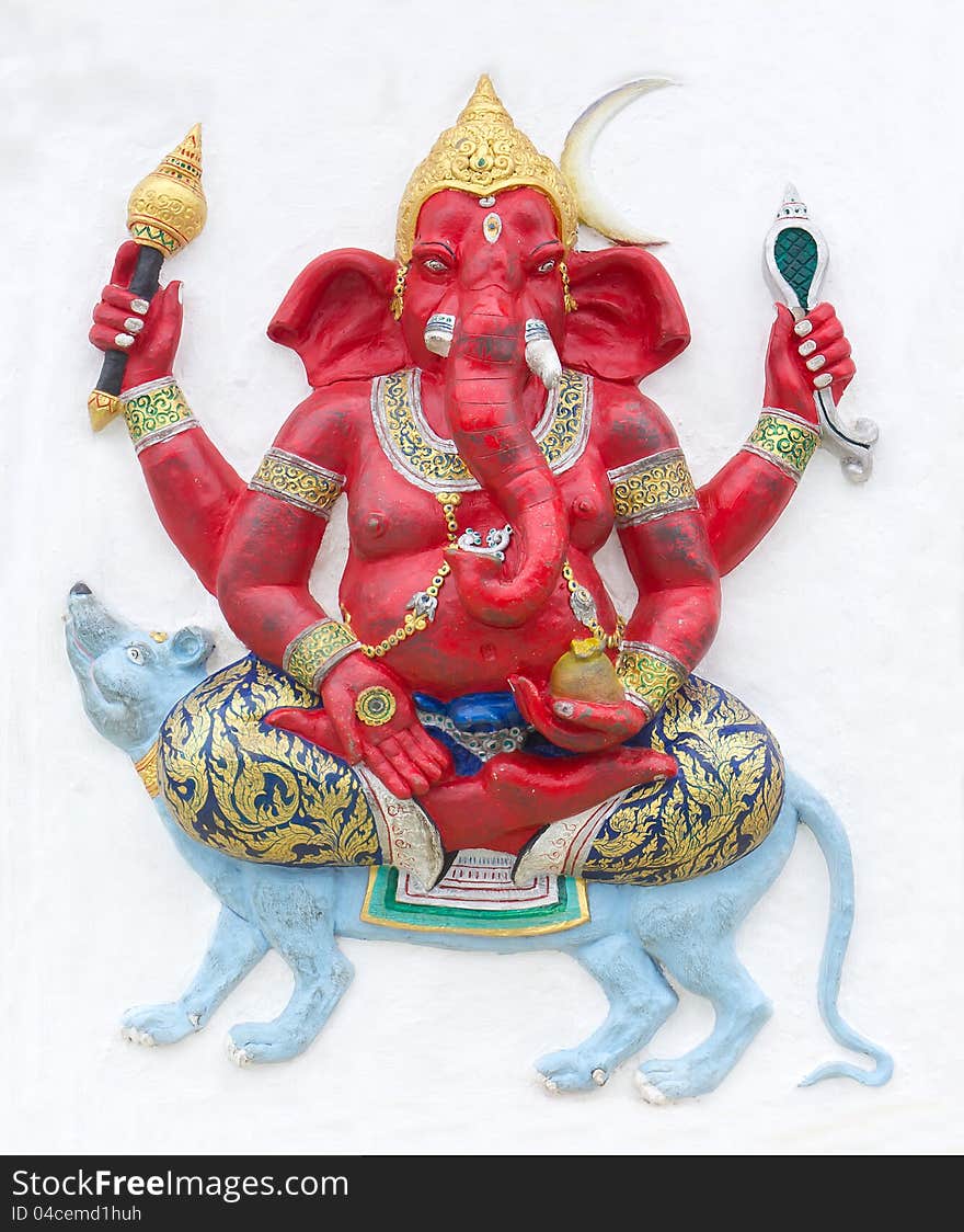 Hindu ganesha God Named Maha Ganapati at temple in thailand