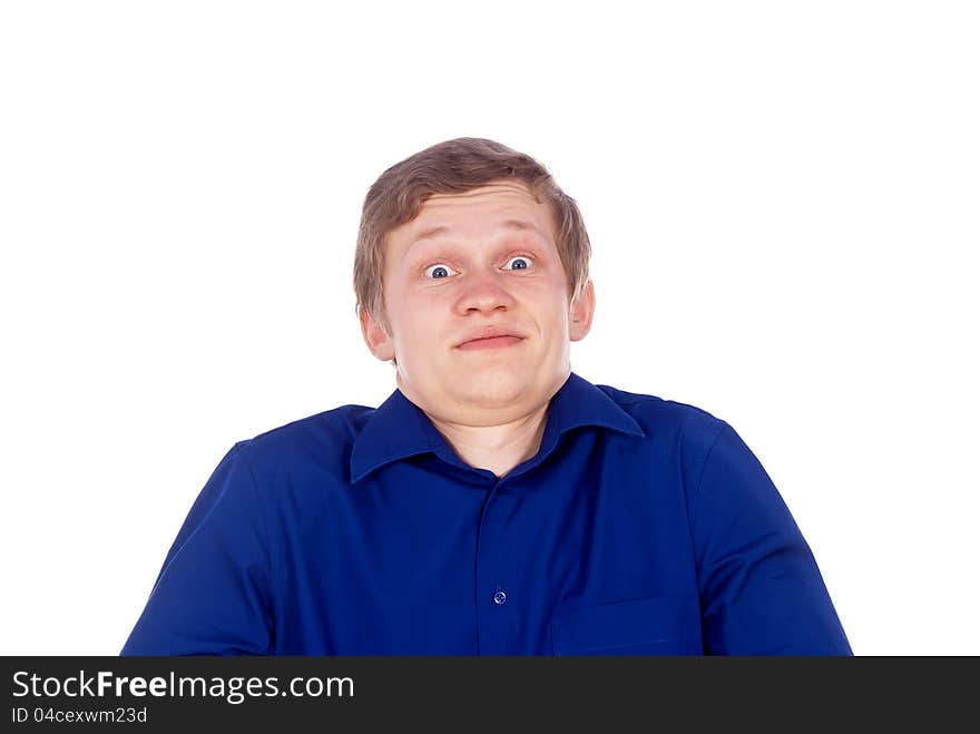 Portrait of a Man in a blue shirt isolated