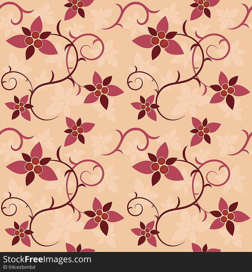 Vector seamless texture of traditional floral ornament. Vector seamless texture of traditional floral ornament